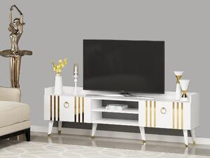 TV stolík/skrinka Netibo 1 (biela + zlatá) . Vlastná spoľahlivá doprava až k Vám domov. 1095376