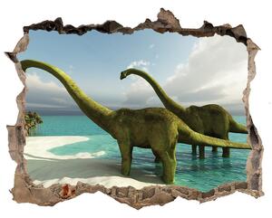 Díra 3D fototapeta nálepka Dinosaury na pláži
