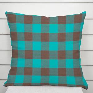 Biante Bavlnená obliečka na vankúš Olivia OL-018 Tyrkysovo-hnedá kocka veľká 30 x 50 cm