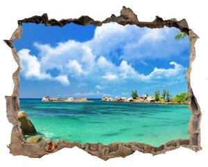 Díra 3D ve zdi nálepka Seychelles beach nd-k-37245256