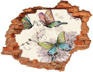 Samolepiaca diera na stenu nálepka Motýle a kvety