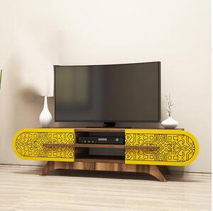 TV stolík/skrinka Mekebu 3 (orech + žltá) . Vlastná spoľahlivá doprava až k Vám domov. 1095590