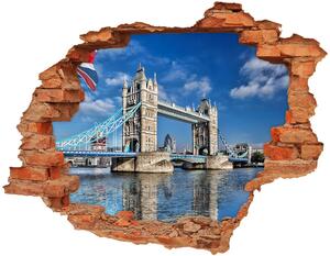 Diera 3D v stene nálepka Tower bridge v londýne