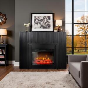 Elektrický krb s drevenými lamelami ElectricSun Lamelia Matná čierna, s vykurovaním, so zvukom, 3 farieb plameňa, s aplikácia, Š120xV102cm