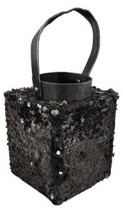Lucerna s flitrami LOFTY GLAM 20 cm, čierna