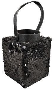 Lucerna s flitrami LOFTY GLAM 27 cm, čierna