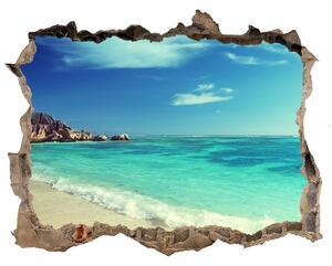Díra 3D ve zdi nálepka Seychelles beach nd-k-188699214
