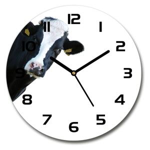 Sklenené nástenné hodiny okrúhle Krava