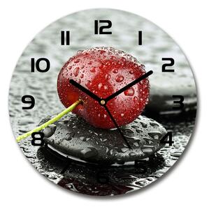Sklenené hodiny okrúhle Čerešne v daždi
