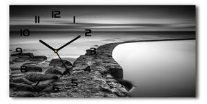 Vodorovné Sklenené hodiny na stenu Kamenná pláž