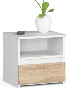 Ak furniture Noční stolek CL1 40 cm bílý/dub sonoma
