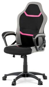 Autronic - Kancelárska a herná stolička, poťah - ružová, sivá a čierna látka, hojdací mechanizmus - KA-L611 PINK AKCE
