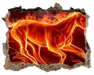 Díra 3D fototapeta na stěnu Kôň v plameňoch