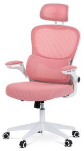 Autronic - Kancelářská židle, růžová síťovina, bílý plast, plastový kříž, kolečka na tvrdé podlahy - KA-Y337 PINK