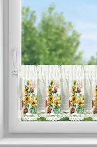 Dekorstudio Záclona ADELA so slnečnicami a riasiacou páskou 150x30cm - biela