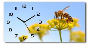 Vodorovné Sklenené hodiny na stenu Včela na kvetine