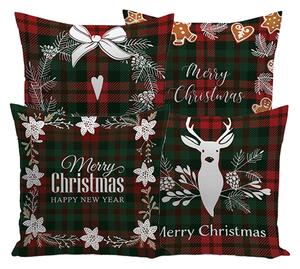 XPOSE® Set obliečok na vankúš TARTAN CHRISTMAS 40x40 cm - set 4ks