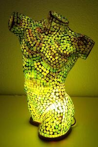 Stolná lampa zelená MEN BODY, 41 cm, ručná práca, mozaika