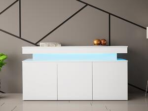 Komoda s LED osvetlením USOA - lesklá biela