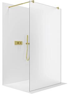 CERANO - Sprchová zástena Walk-in Onyx Duo Ľ/P - 8 mm - guľatá vzpera - zlatá, mliečne sklo - 60x200 cm