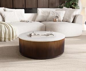 DELIFE Konferenčný stolík Fiorano 90x90 cm mramor biela kov zlatý Fusion Finish
