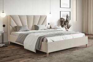 BeComfort svetlošedá plyšová manželská posteľ s rámom 160 x 200 cm AK-01-BG