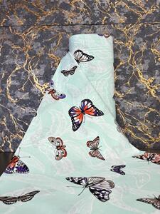 Ervi bavlna š.240cm - motýle na tyrkysovom - 5725-6, metráž