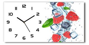 Vodorovné Sklenené hodiny na stenu Lesné ovocie s ľadom