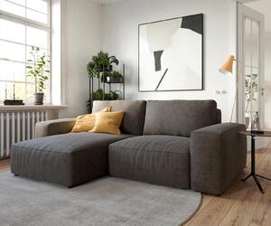 DELIFE Rohová pohovka Lanzo 230x155 cm mikrovlákno khaki-hnedá variabilné ležadlo