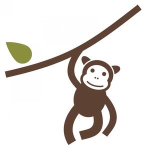 Opička na větvi - dětské samolepky na zeď zvířátka z džungle oranžová