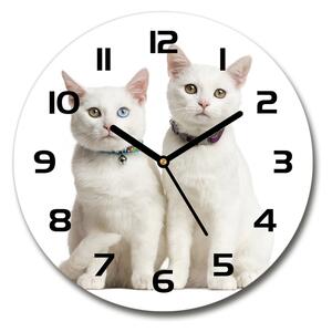 Sklenené hodiny okrúhle Biele mačky pl_zso_30_f_97350767