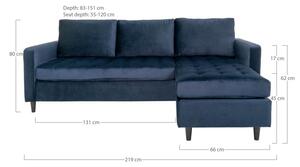 House Nordic - Dizajnová rohová pohovka FIRENZE 220 cm modrá, zamat