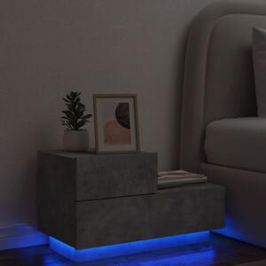 Nočný stolík s LED svetlami betónovo sivý 70x36x40,5 cm