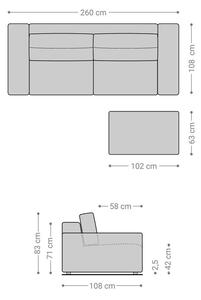 DELIFE Veľká pohovka Lanzo 230x95 cm imitácia kože vintage antracitová s taburetom