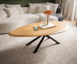 DELIFE Konferenčný stolík Edge organický 140×76 cm dub prírodný Flow-Edge Sarity kov čierna