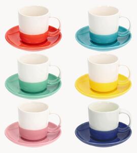 Šálky na kávu's podšálkami z nového kostného porcelánu Rainbow, 12 ks