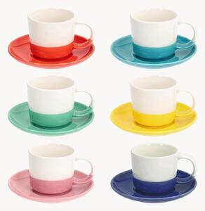 Šálky na kávu's podšálkami z nového kostného porcelánu Rainbow, 12 ks