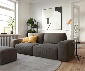 DELIFE Veľká pohovka Lanzo 230x95 cm mikrovlákno khaki-hnedá s taburetom