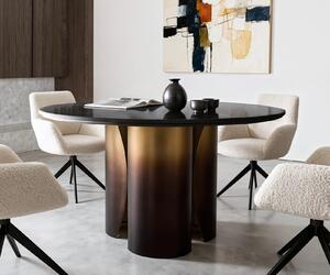 DELIFE Jedálenský stôl Adenza okrúhly 140x140 cm mramor čierna strieborná kov zlatá Fusion povrchová úprava
