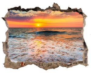 Díra 3D ve zdi nálepka Západ slnka nad morom