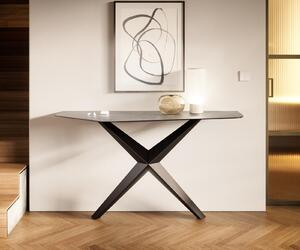 DELIFE Konzolový stolík Edge polygonálny 140×50 cm keramika betónová sivá Zentharo kov čierna