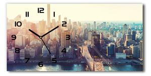 Vodorovné Sklenené hodiny na stenu New York vtáčie pohľad