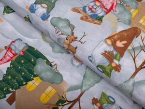 Biante Vianočný bavlnený obdĺžnikový obrus Sandra SA-405 Dedinka škriatkov 50x100 cm