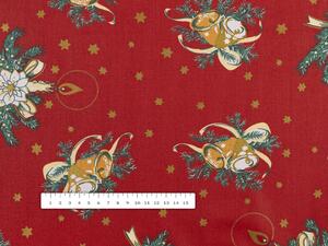 Biante Vianočná bavlnená obliečka na vankúš Sandra SA-406 Zvončeky a sviečky na červenom 50 x 60 cm