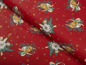 Biante Vianočná bavlnená obliečka na vankúš Sandra SA-406 Zvončeky a sviečky na červenom 30 x 50 cm