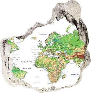 Nálepka 3D diera na stenu Mapa sveta nd-p-82821199