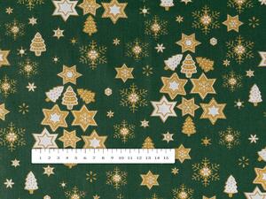 Biante Vianočné bavlnené prestieranie na stôl Sandra SA-407 Hviezdičky a stromčeky na zelenom 30x40 cm