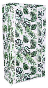 ViaDomo Via Domo - Látková šatníková skriňa Brenta Monstera - biela/zelená - 90x170x45 cm