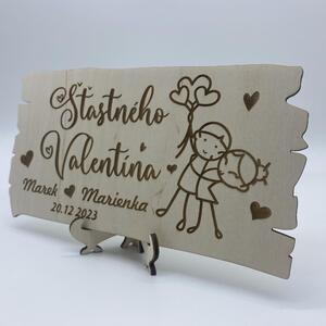 Valentínska tabuľka z dreva - Šťastného