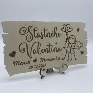 Valentínska tabuľka z dreva - Šťastného